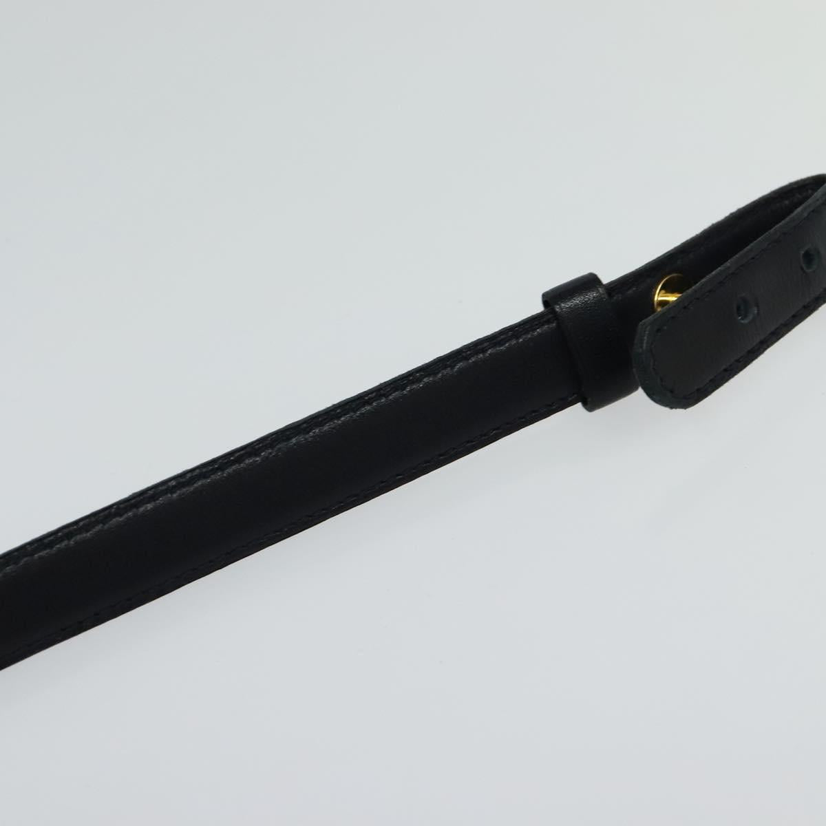 CHANEL COCO Mark Belt Leather 26.4"" Black Gold CC Auth yk17305