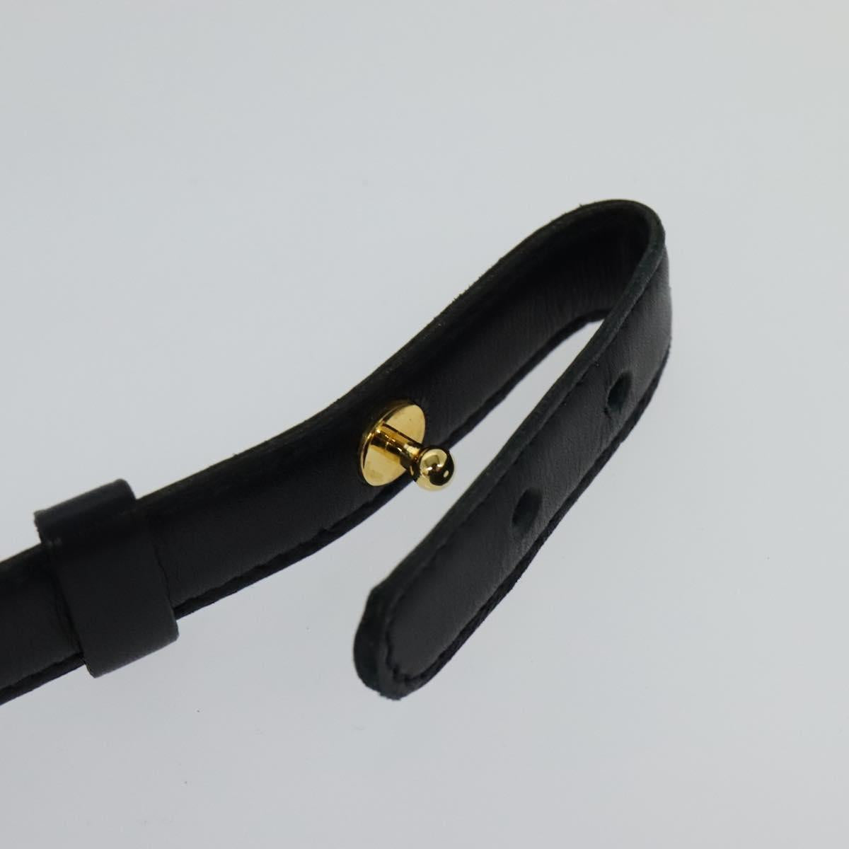 CHANEL COCO Mark Belt Leather 26.4"" Black Gold CC Auth yk17305
