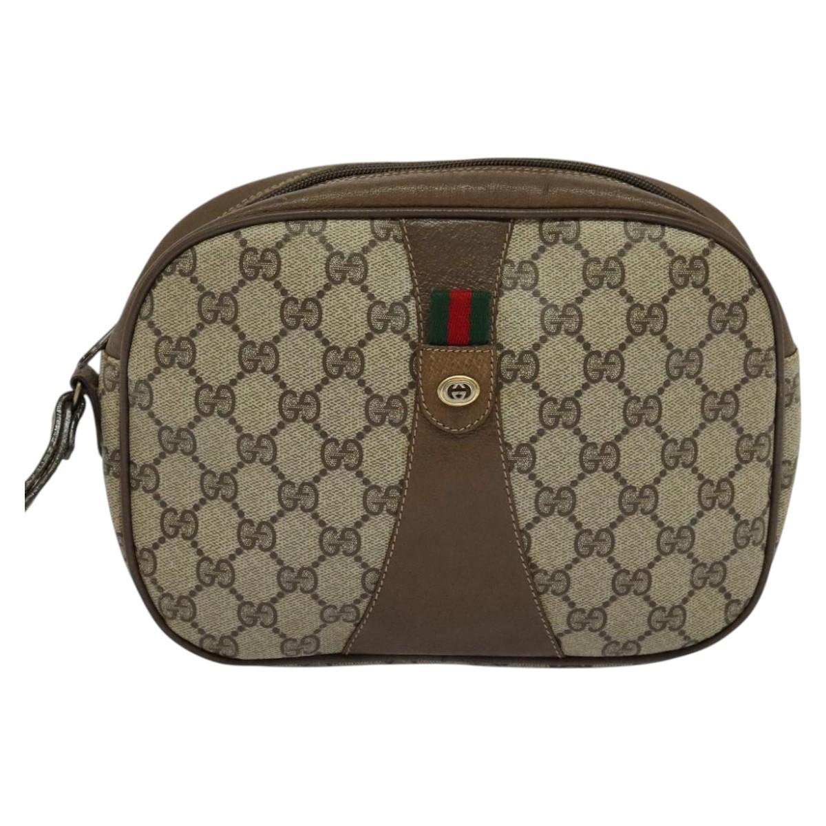 GUCCI GG Supreme Web Sherry Line Clutch Bag PVC Beige 89 01 034 Auth yk17324