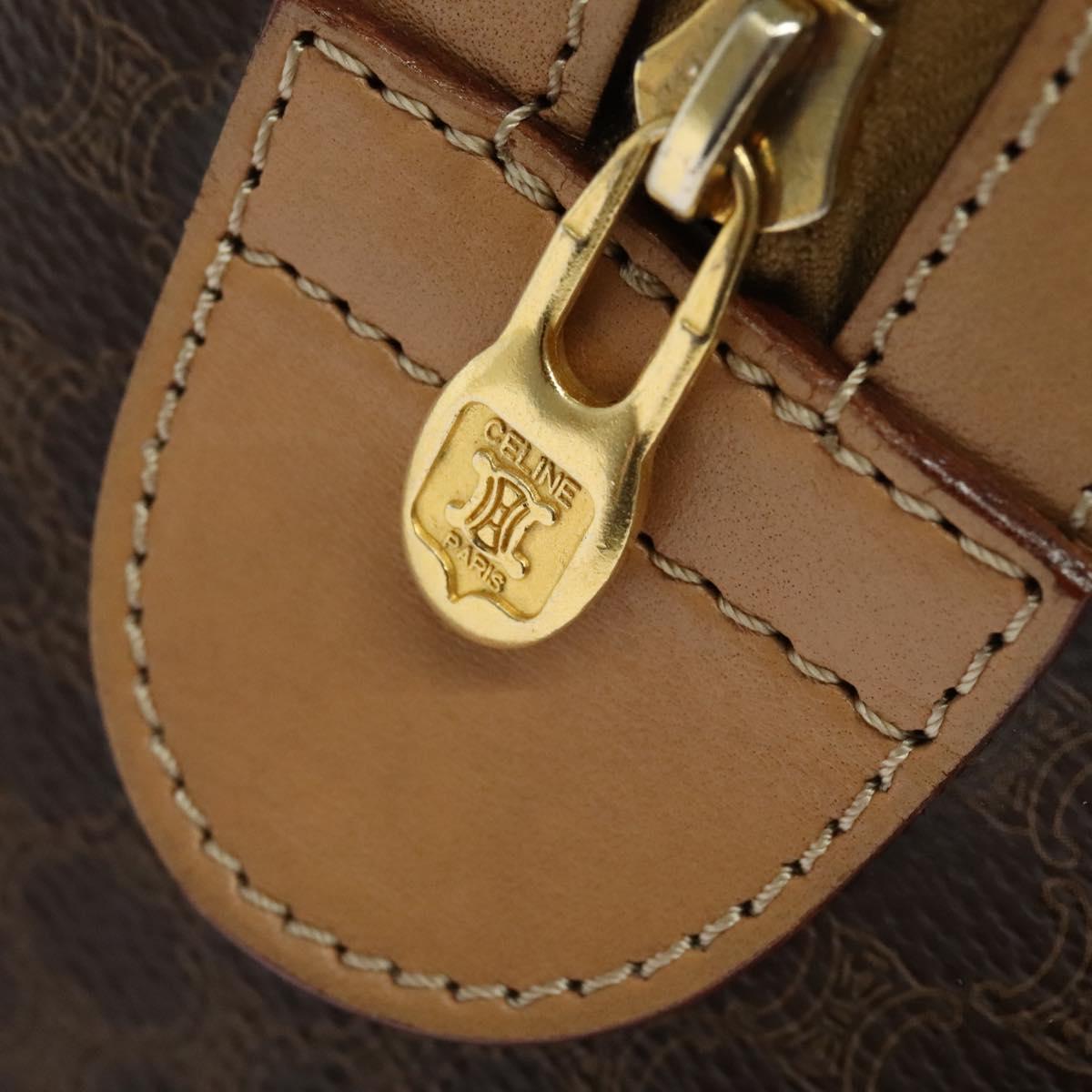 CELINE Macadam Canvas Hand Bag PVC Leather Brown Auth yk17342