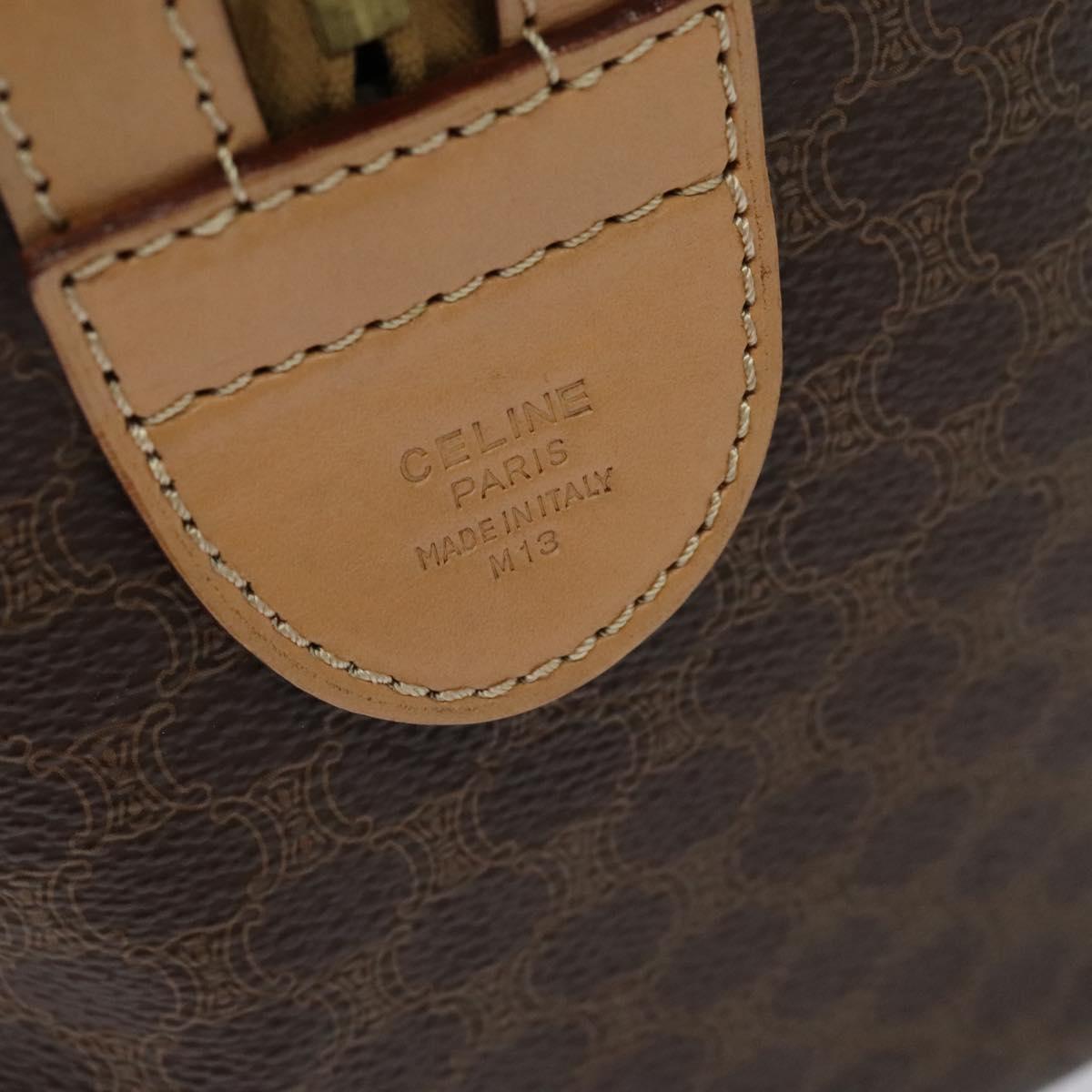 CELINE Macadam Canvas Hand Bag PVC Leather Brown Auth yk17342