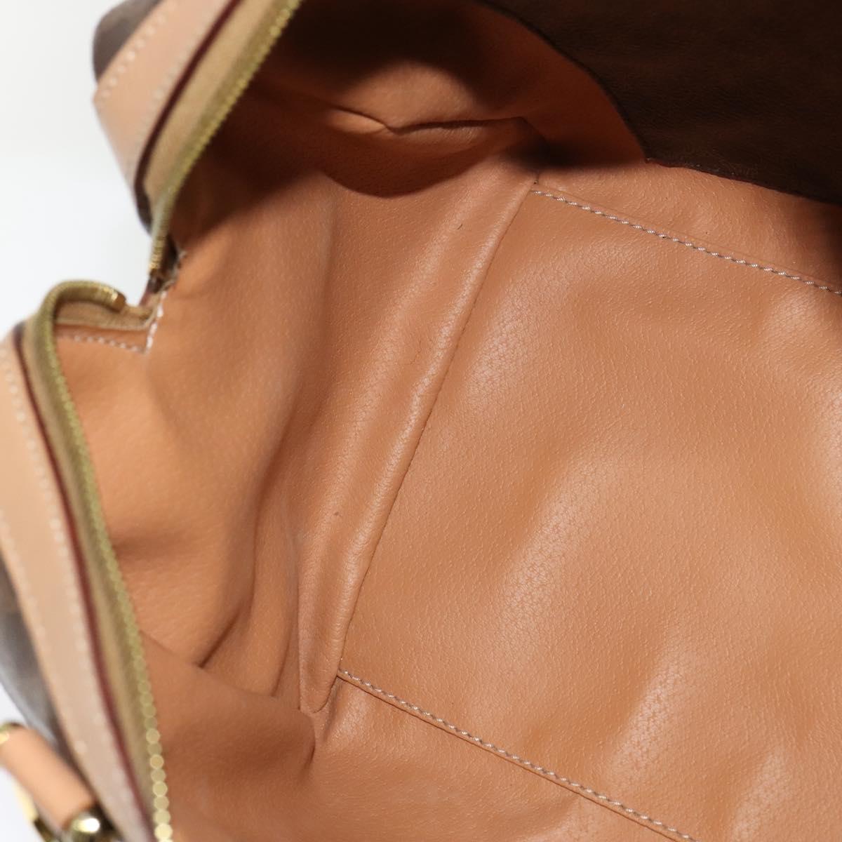 CELINE Macadam Canvas Hand Bag PVC Leather Brown Auth yk17342