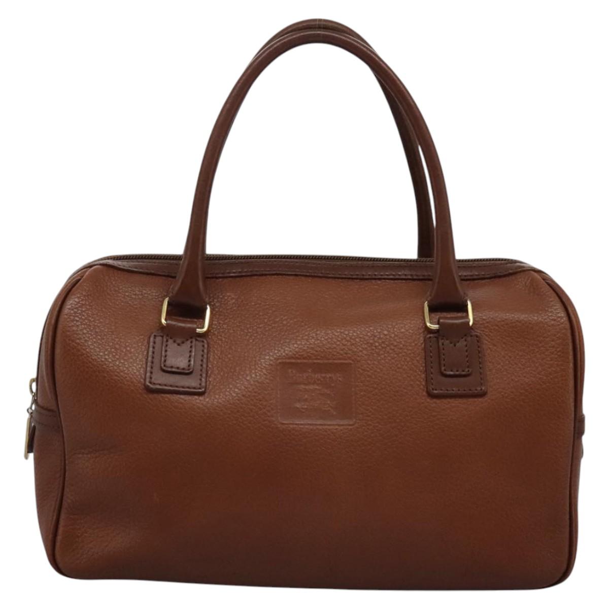 Burberrys Hand Bag Leather Brown Auth yk17371