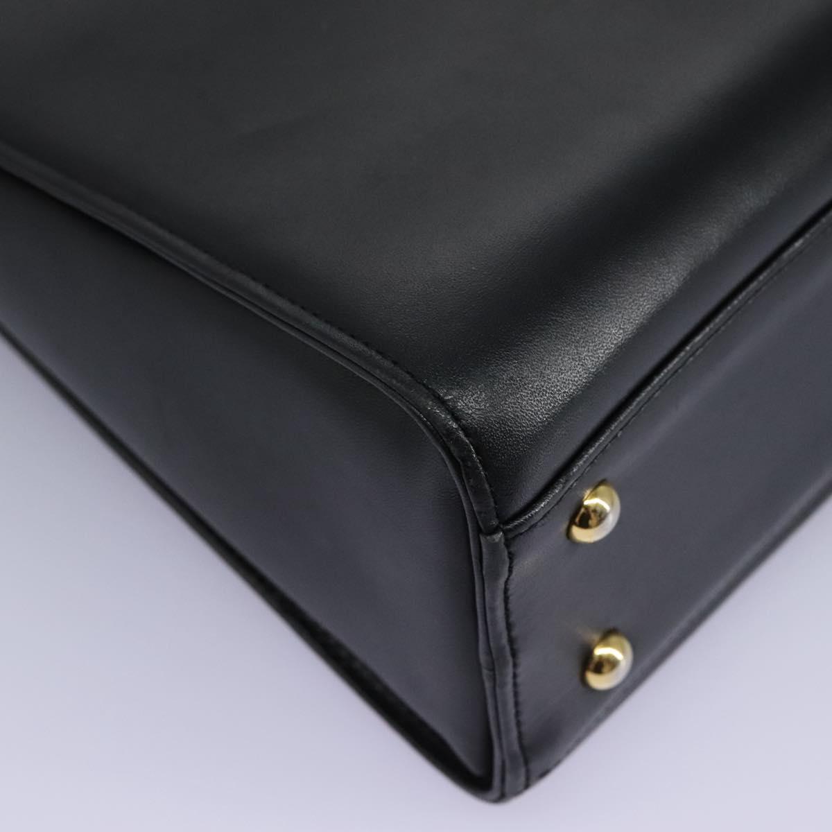 GIVENCHY Hand Bag Leather Black Gold Auth yk17377