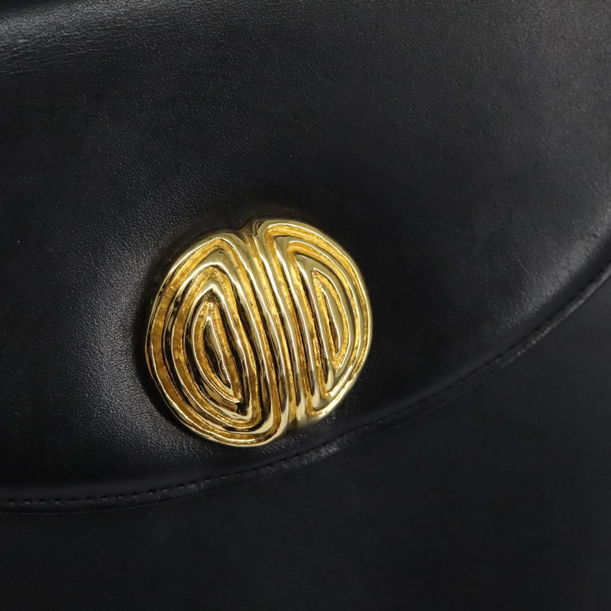 GIVENCHY Hand Bag Leather Black Gold Auth yk17377