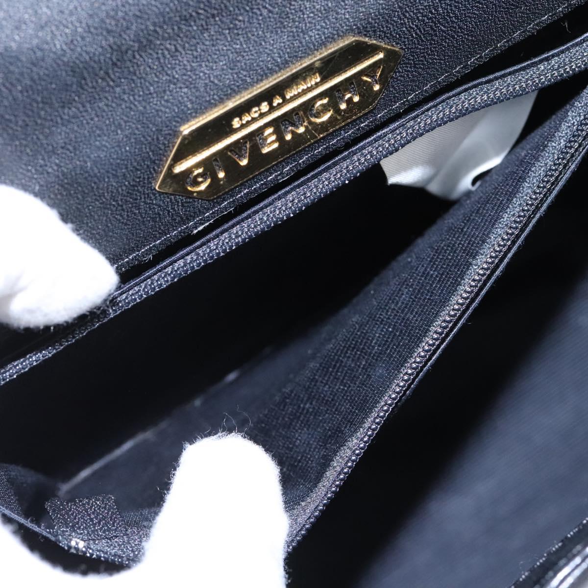 GIVENCHY Hand Bag Leather Black Gold Auth yk17377