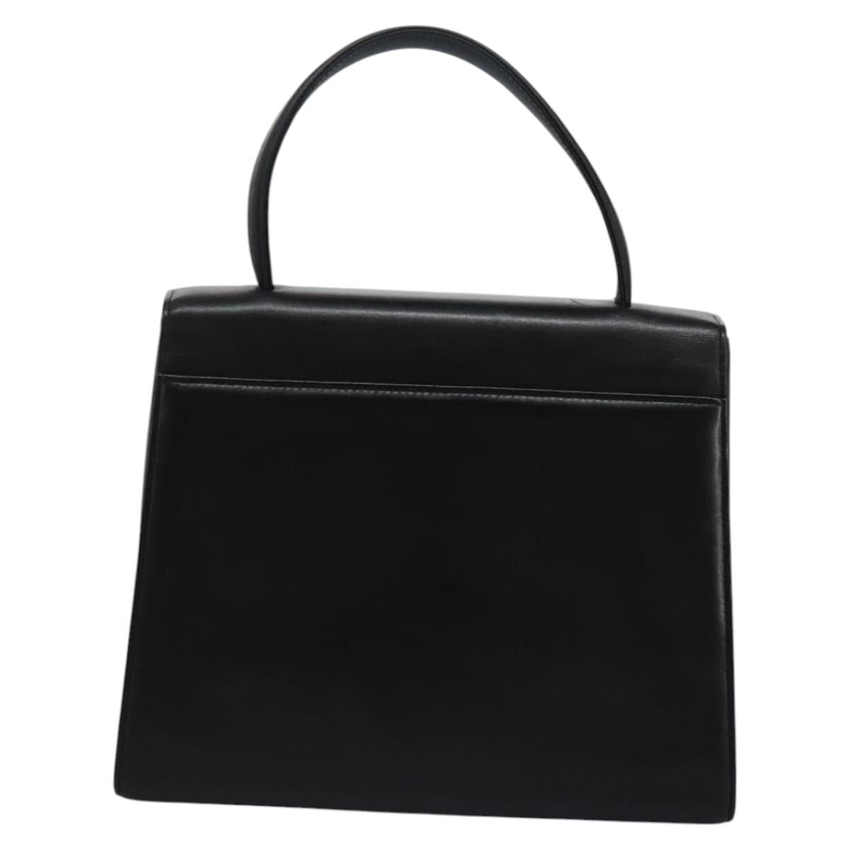GIVENCHY Hand Bag Leather Black Gold Auth yk17377