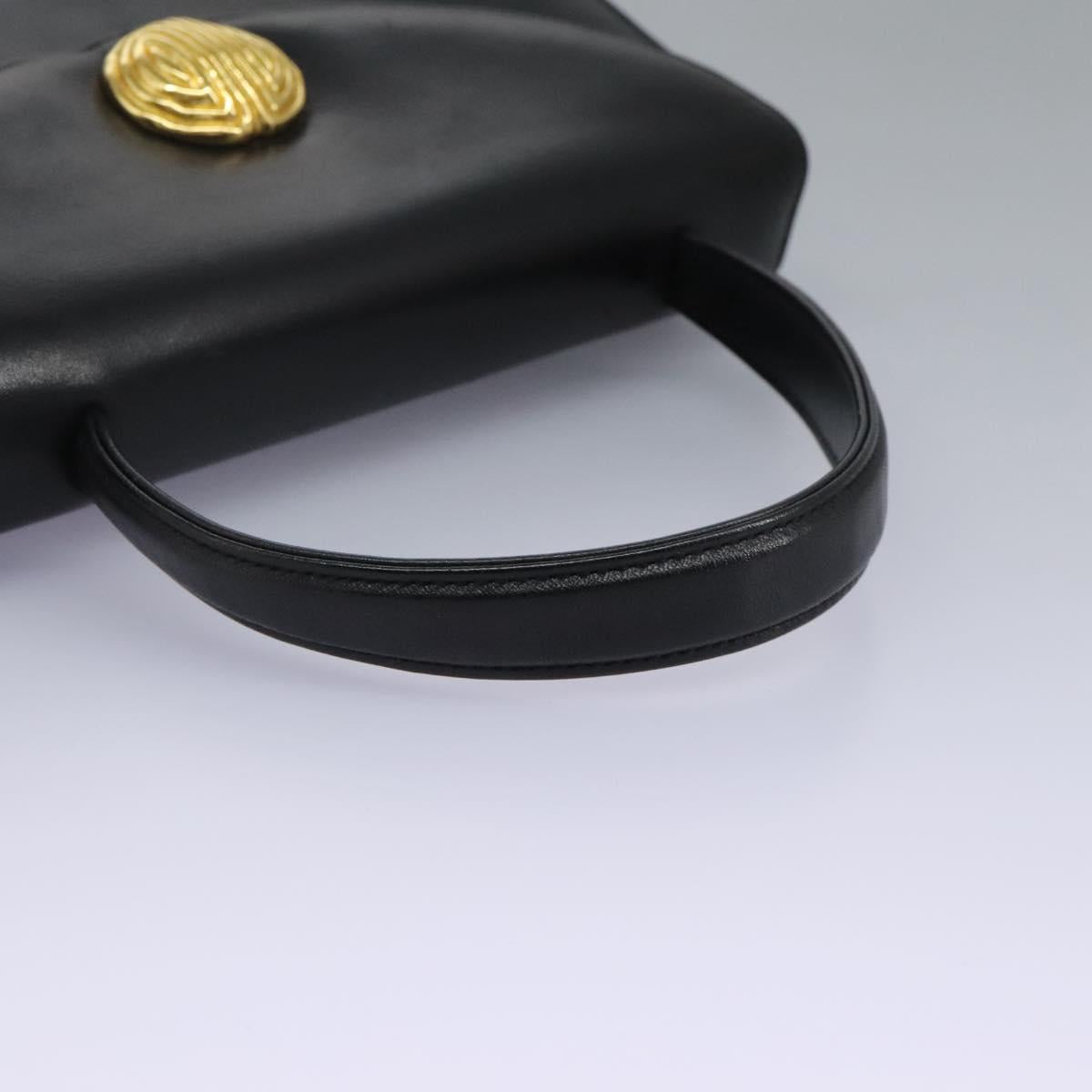 GIVENCHY Hand Bag Leather Black Gold Auth yk17377