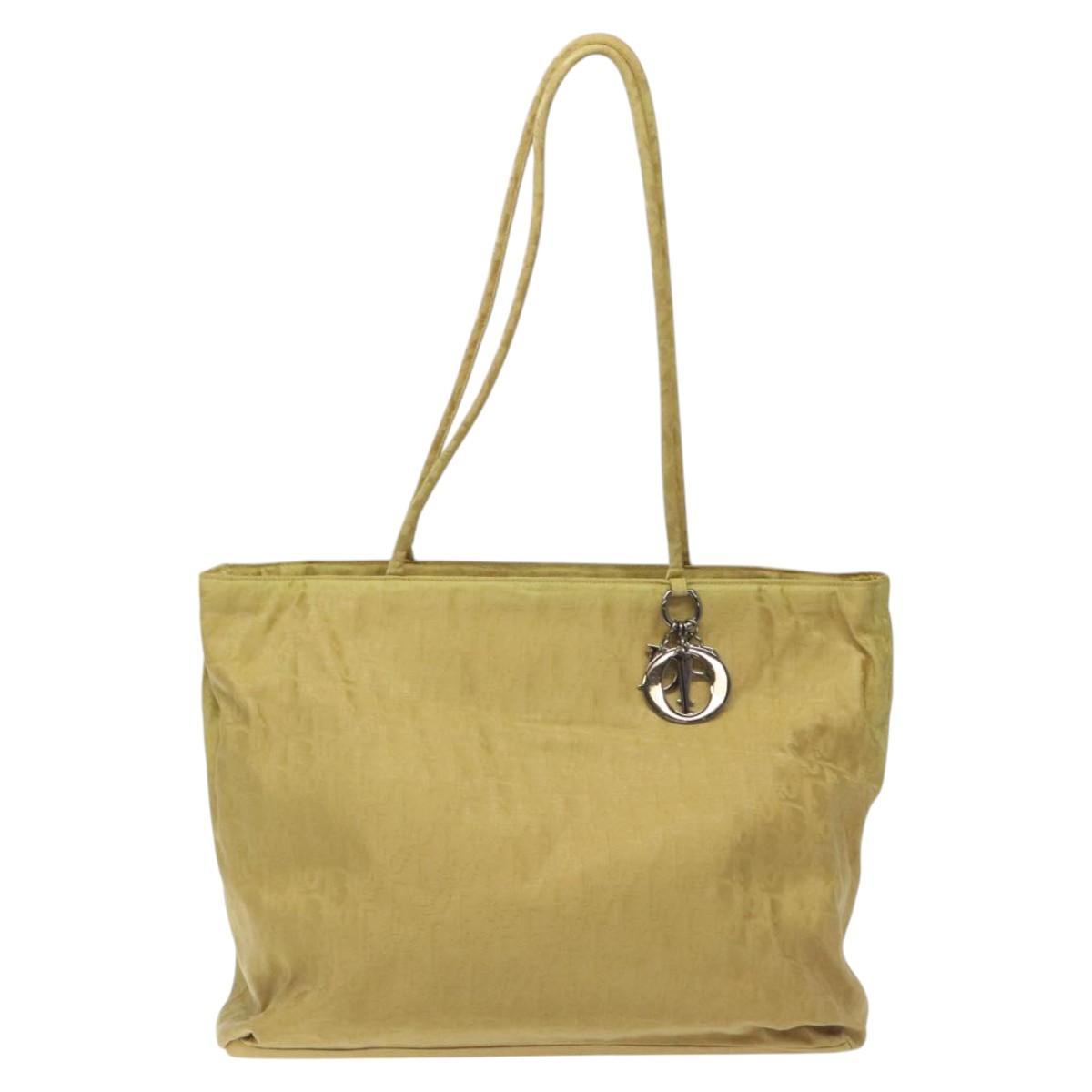 Christian Dior Trotter Canvas Tote Bag Yellow Auth yk17386