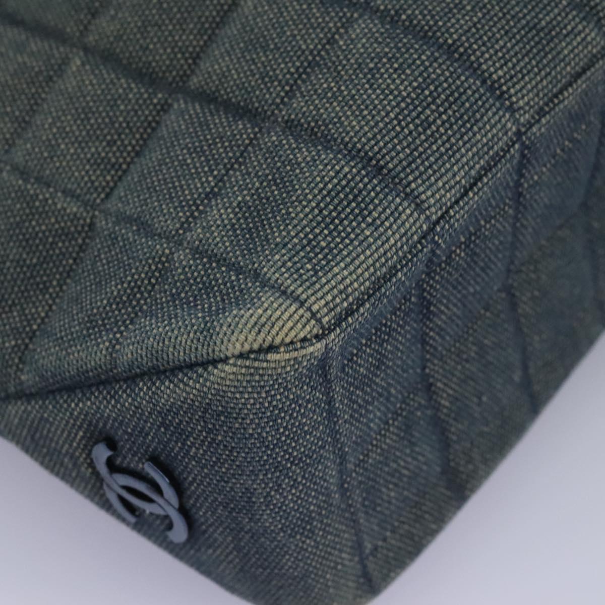 CHANEL Choco Bar Hand Bag Denim Blue CC Auth yk17394