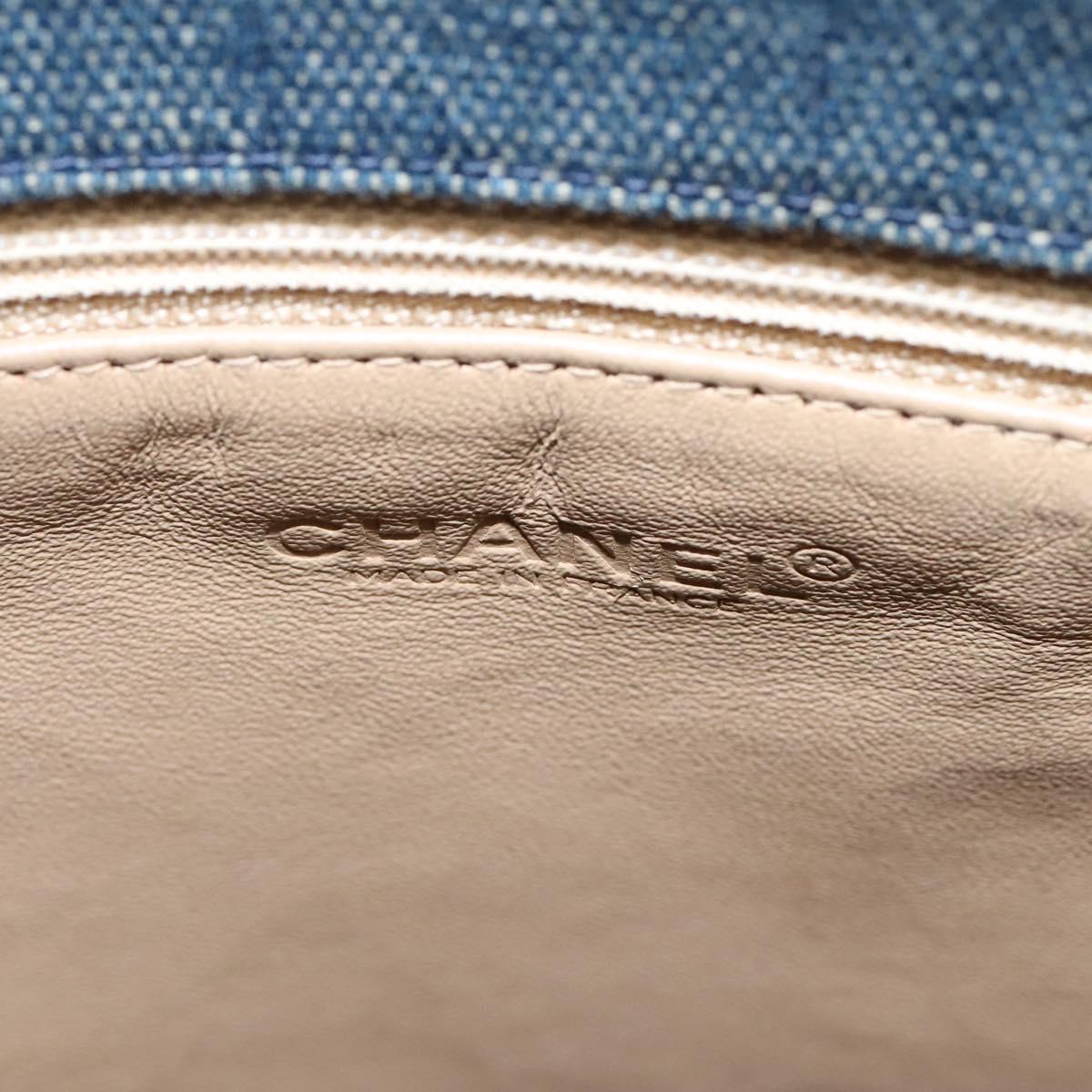 CHANEL Choco Bar Hand Bag Denim Blue CC Auth yk17394