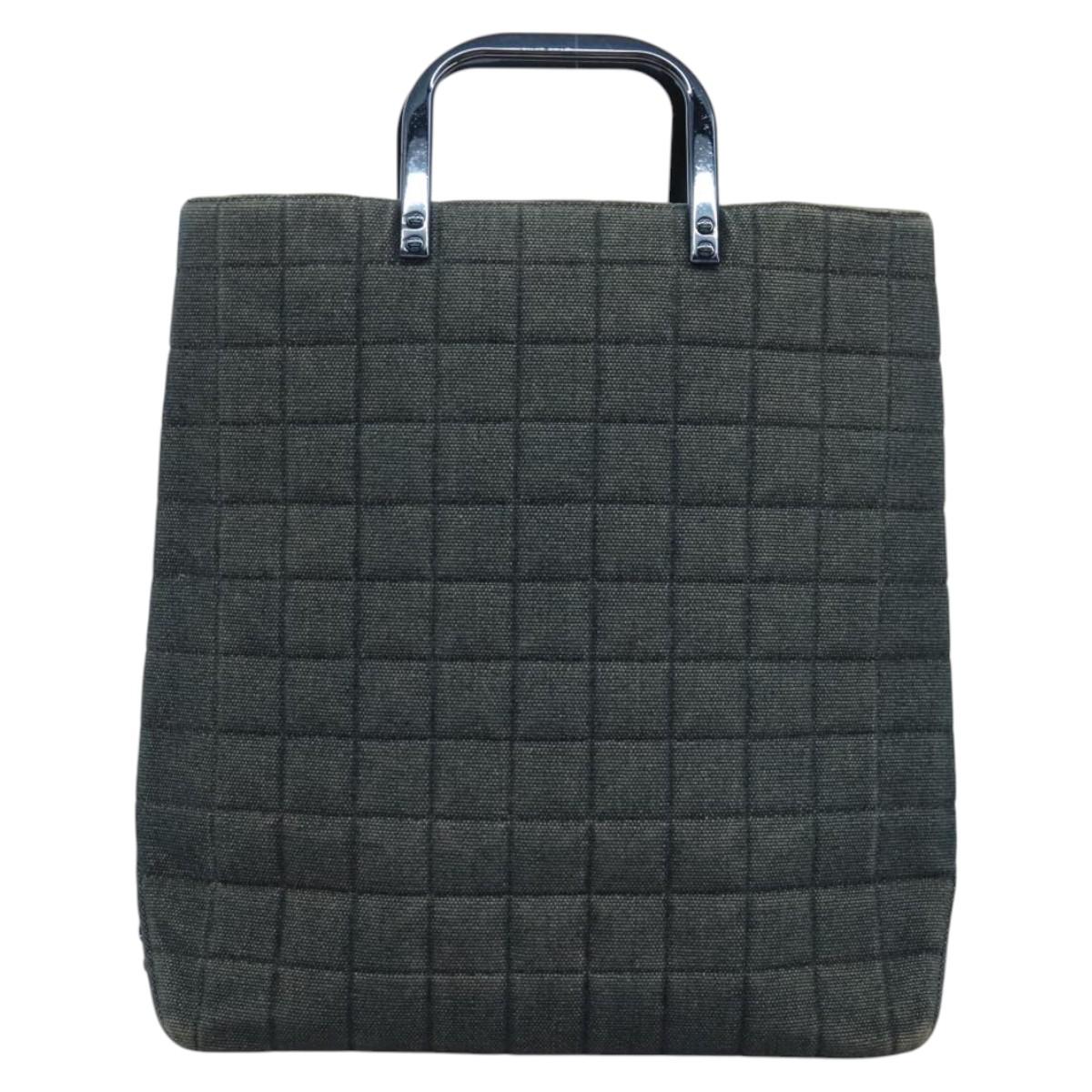 CHANEL Choco Bar Hand Bag Denim Blue CC Auth yk17394