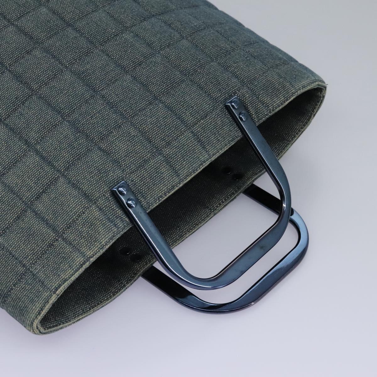 CHANEL Choco Bar Hand Bag Denim Blue CC Auth yk17394