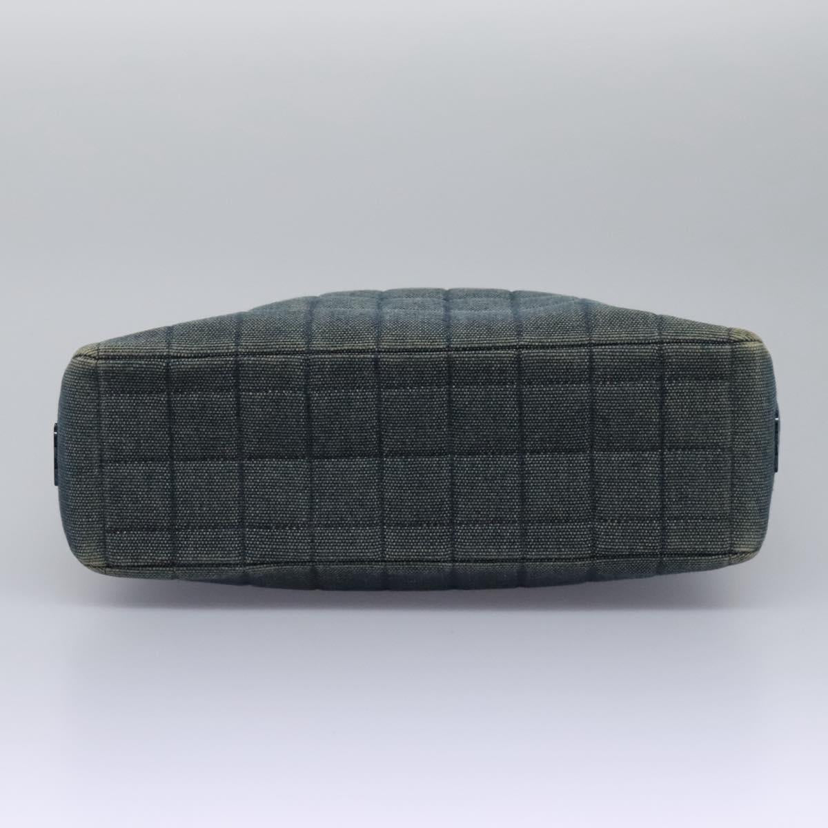 CHANEL Choco Bar Hand Bag Denim Blue CC Auth yk17394