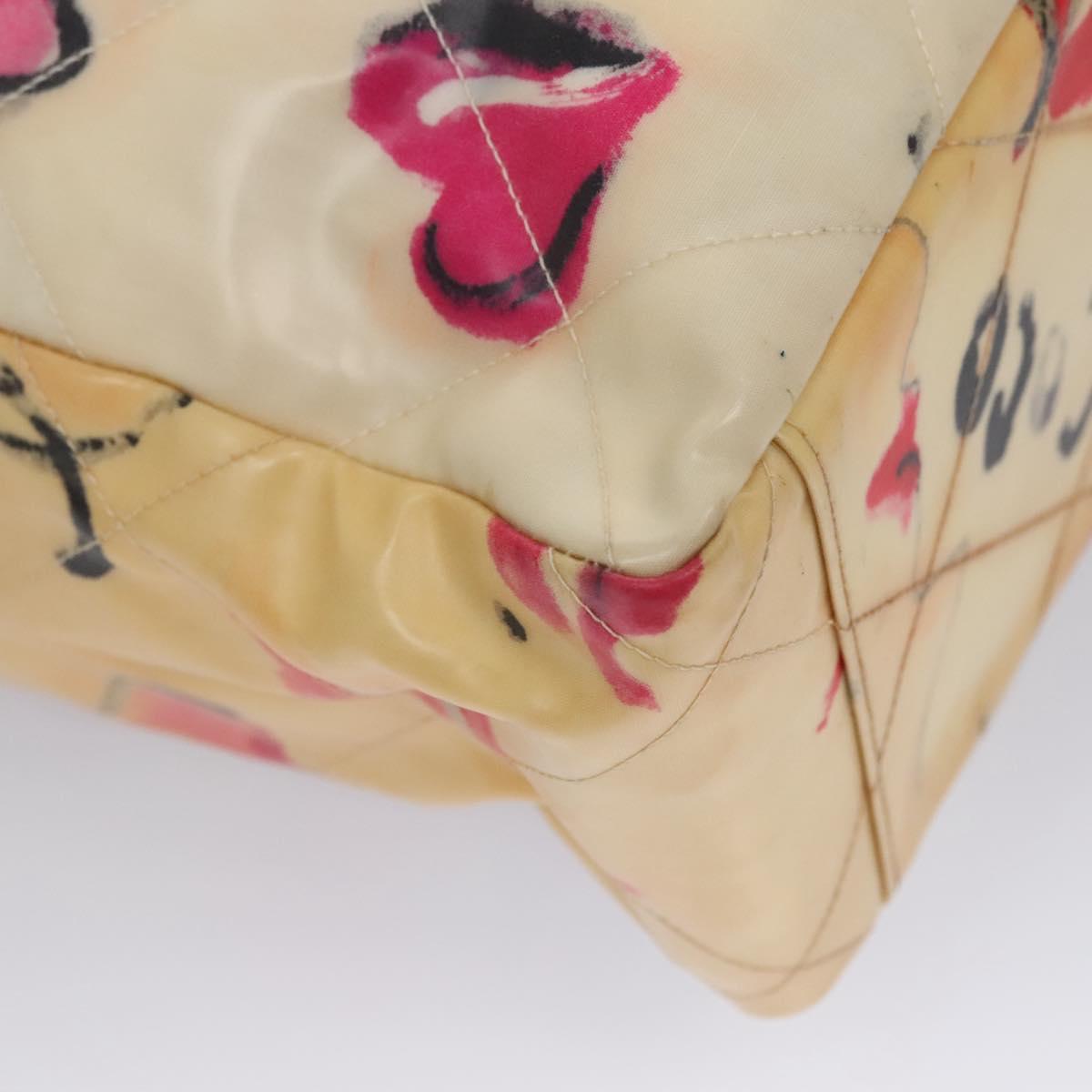 CHANEL Matelasse Chain COCO Mark Lip Tote Bag Vinyl Red CC Auth yk17404