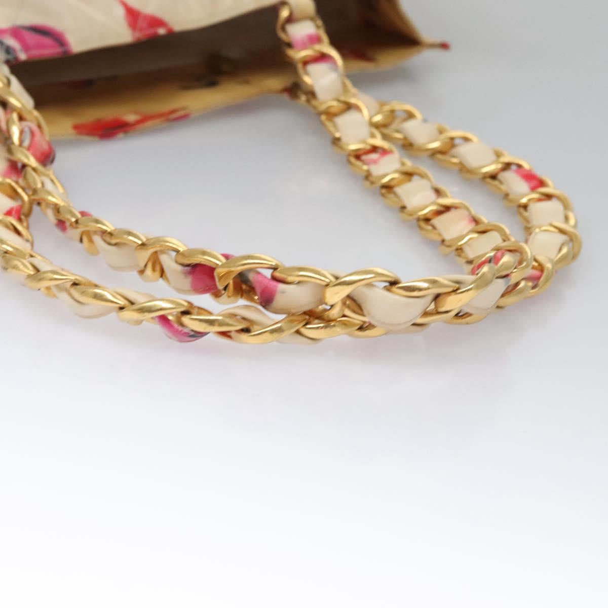 CHANEL Matelasse Chain COCO Mark Lip Tote Bag Vinyl Red CC Auth yk17404