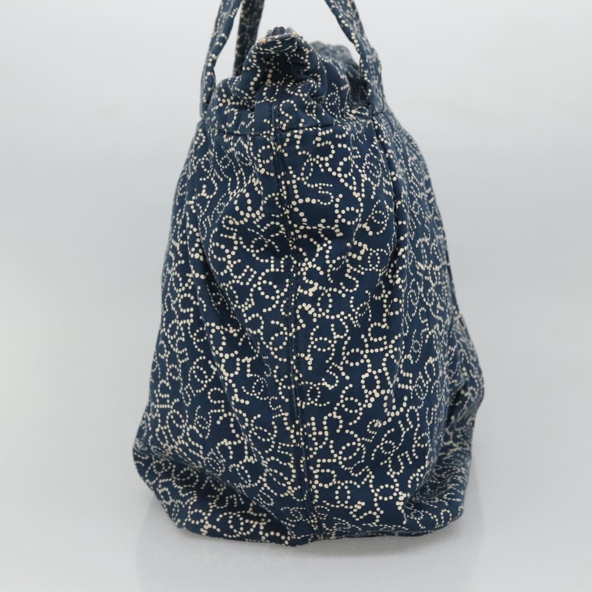 CHANEL Arabesque Tote Bag Canvas Navy CC Auth yk17405