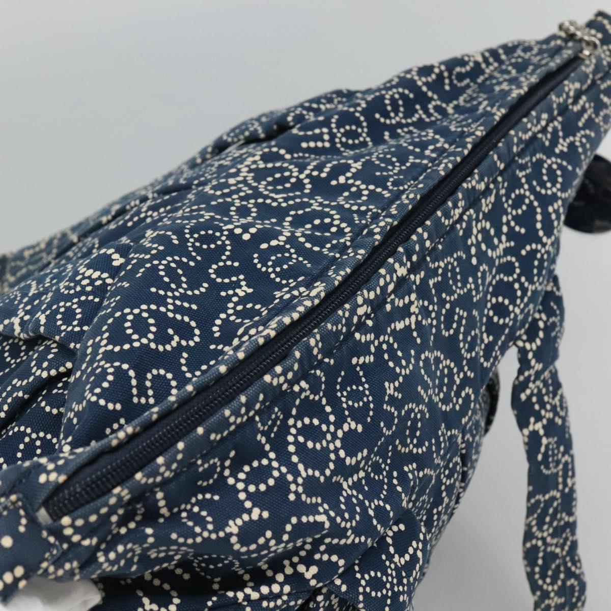 CHANEL Arabesque Tote Bag Canvas Navy CC Auth yk17405