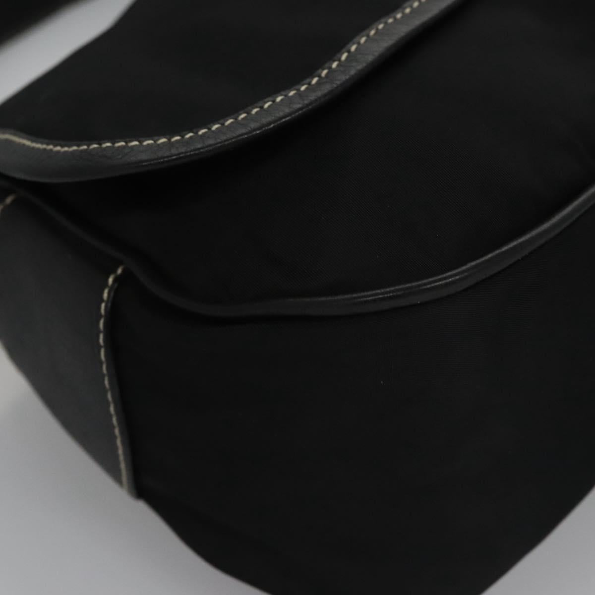 PRADA Shoulder Bag Nylon Leather Black Silver Auth yk17421V