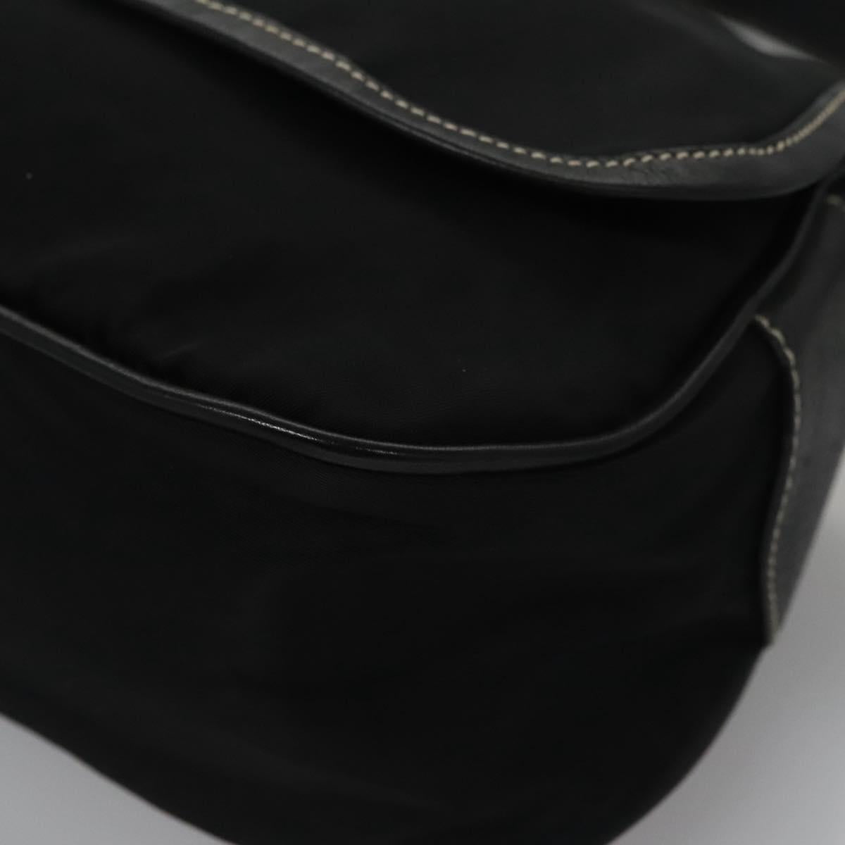 PRADA Shoulder Bag Nylon Leather Black Silver Auth yk17421V