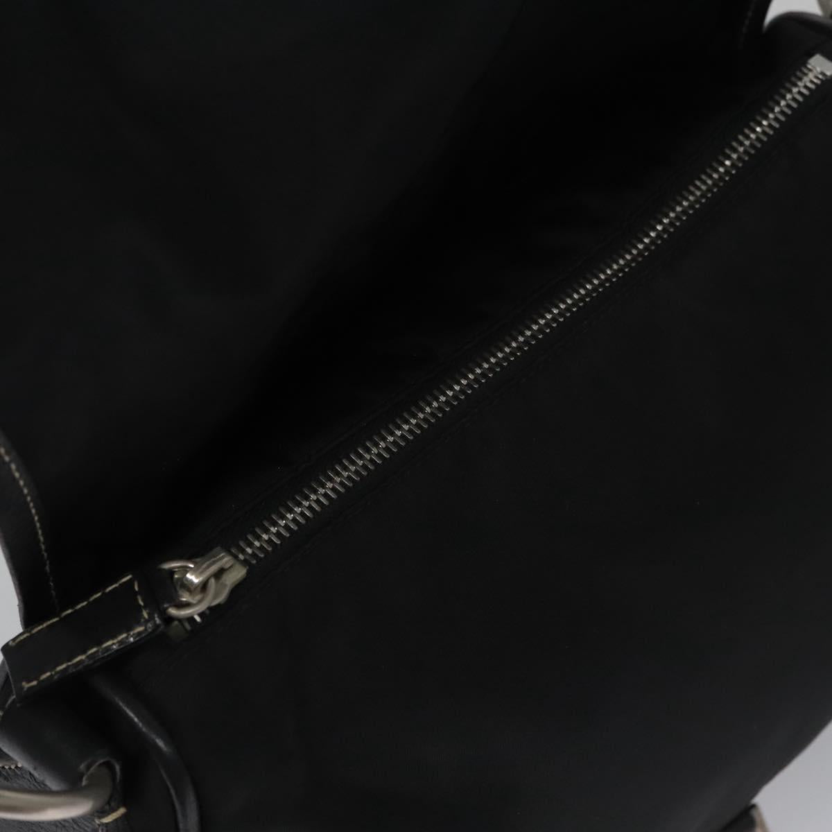 PRADA Shoulder Bag Nylon Leather Black Silver Auth yk17421V