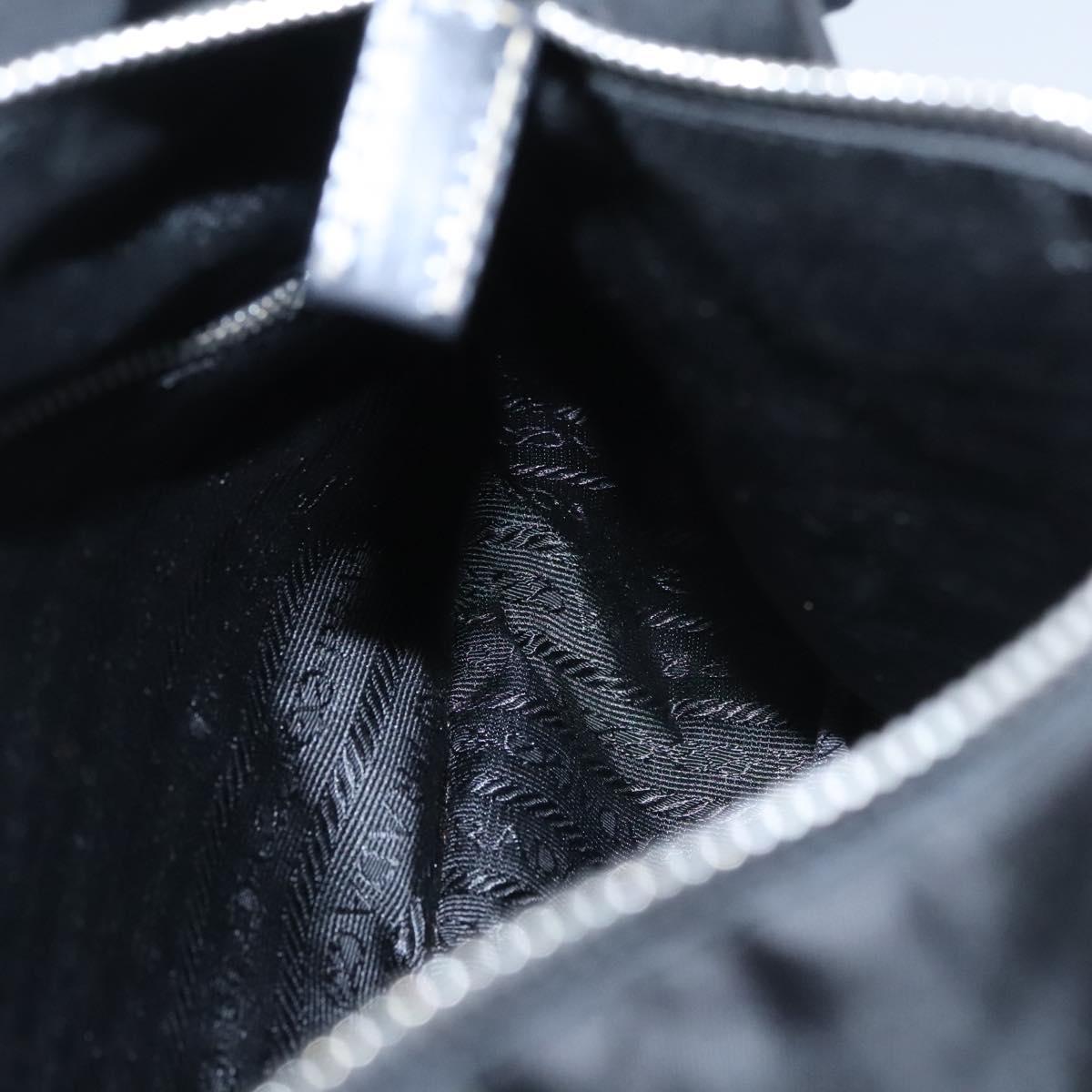 PRADA Shoulder Bag Nylon Leather Black Silver Auth yk17421V