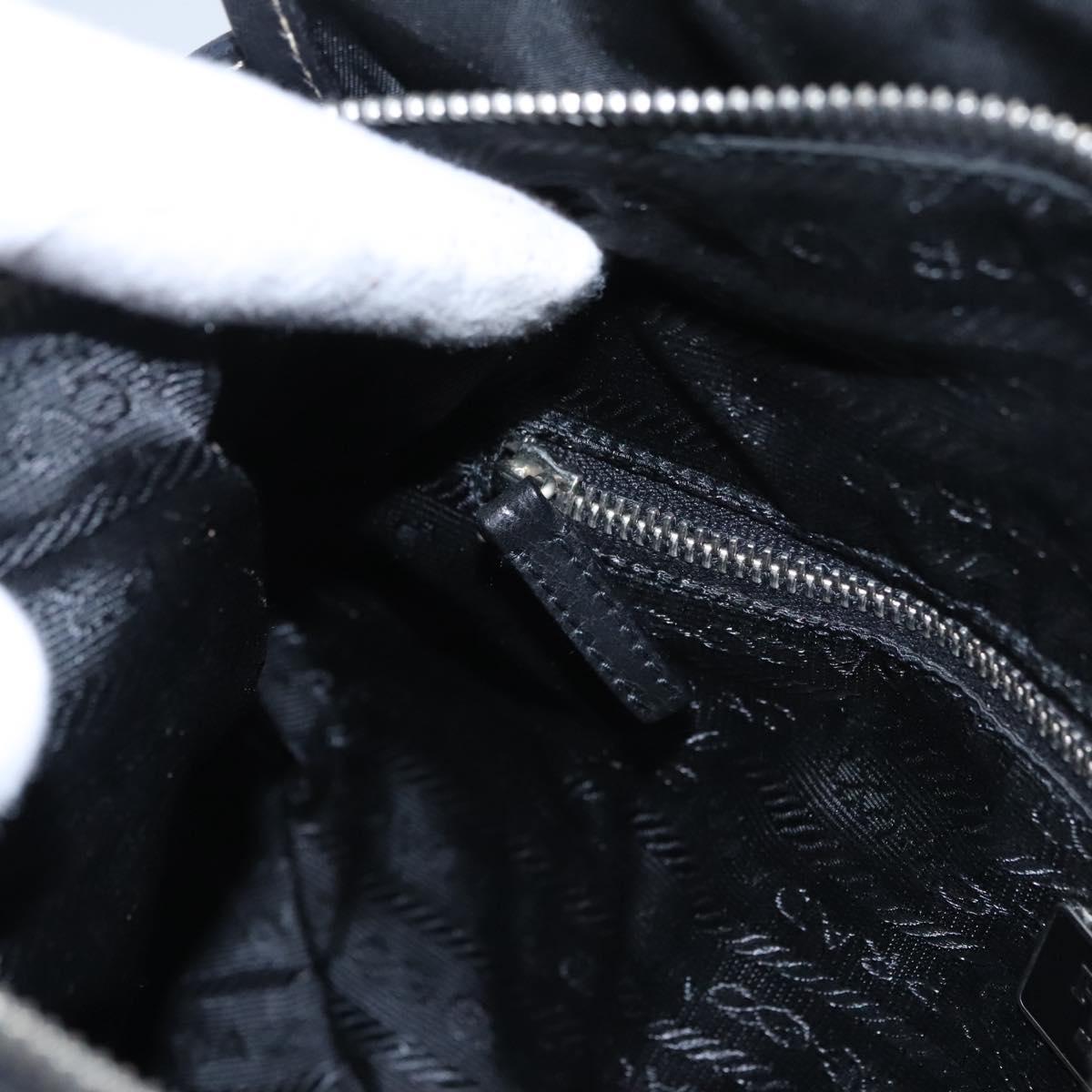PRADA Shoulder Bag Nylon Leather Black Silver Auth yk17421V