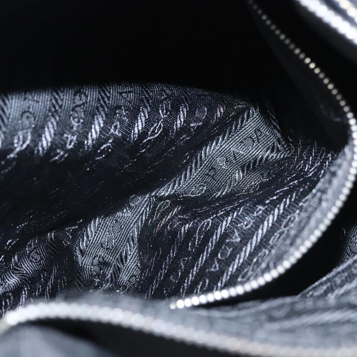 PRADA Shoulder Bag Nylon Leather Black Silver Auth yk17421V