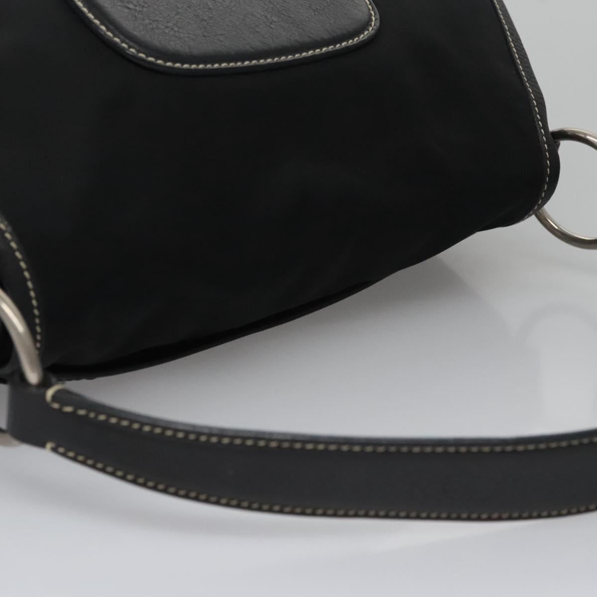 PRADA Shoulder Bag Nylon Leather Black Silver Auth yk17421V