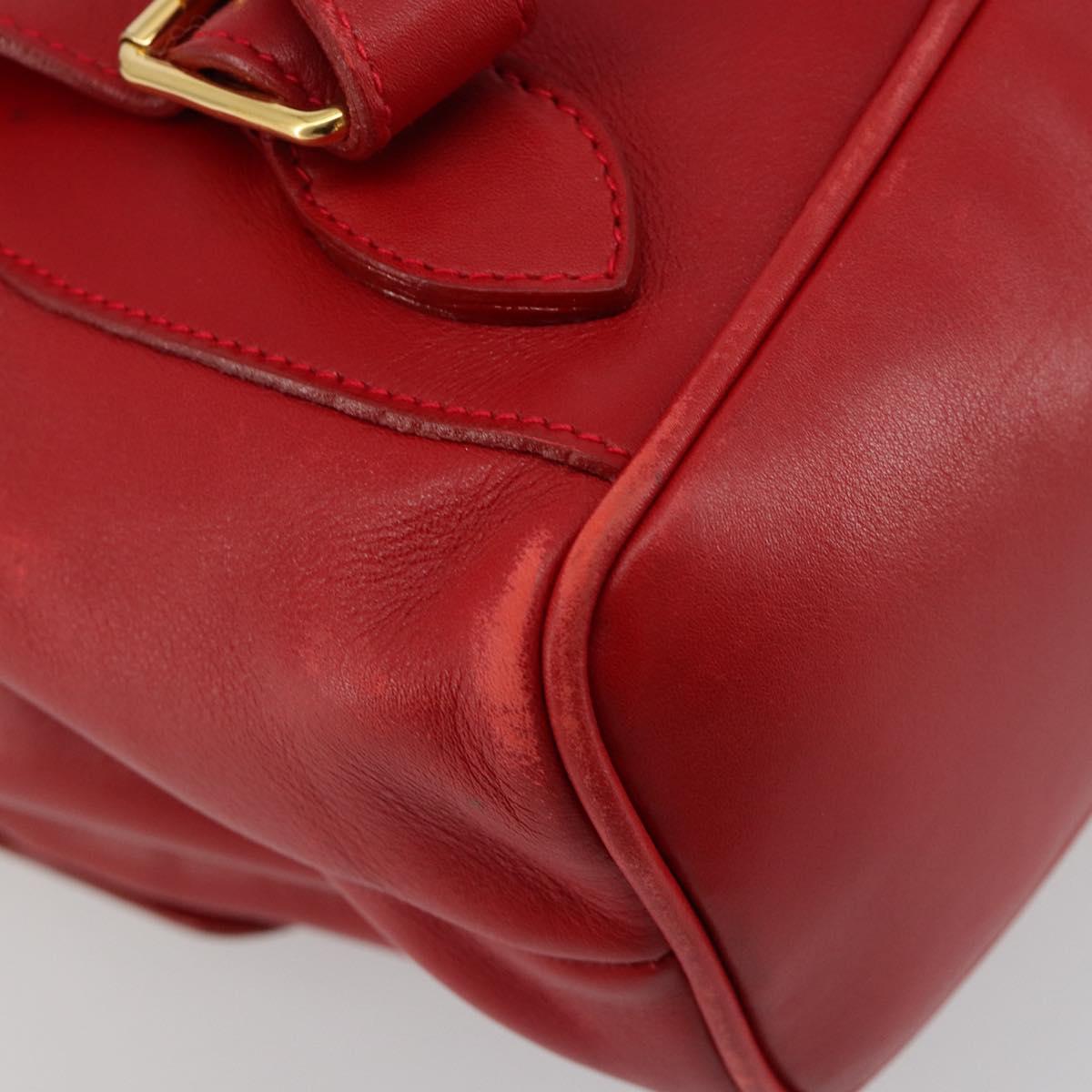 GUCCI Bamboo Backpack Leather Red Gold 003 2058 0016 Auth yk17469