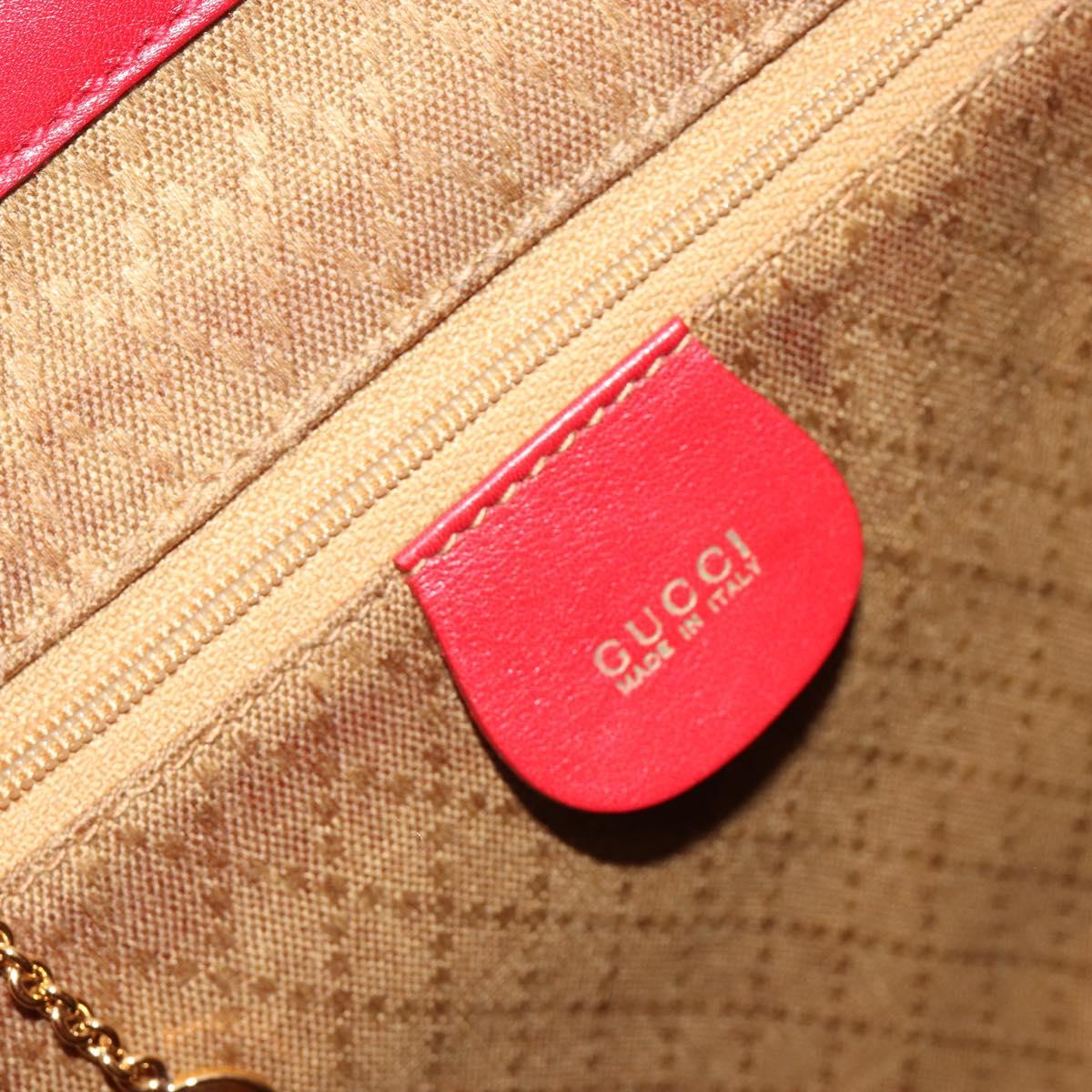 GUCCI Bamboo Backpack Leather Red Gold 003 2058 0016 Auth yk17469