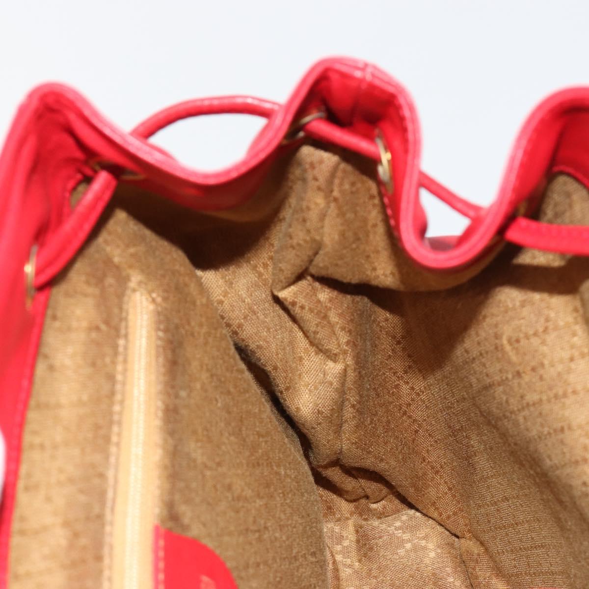 GUCCI Bamboo Backpack Leather Red Gold 003 2058 0016 Auth yk17469