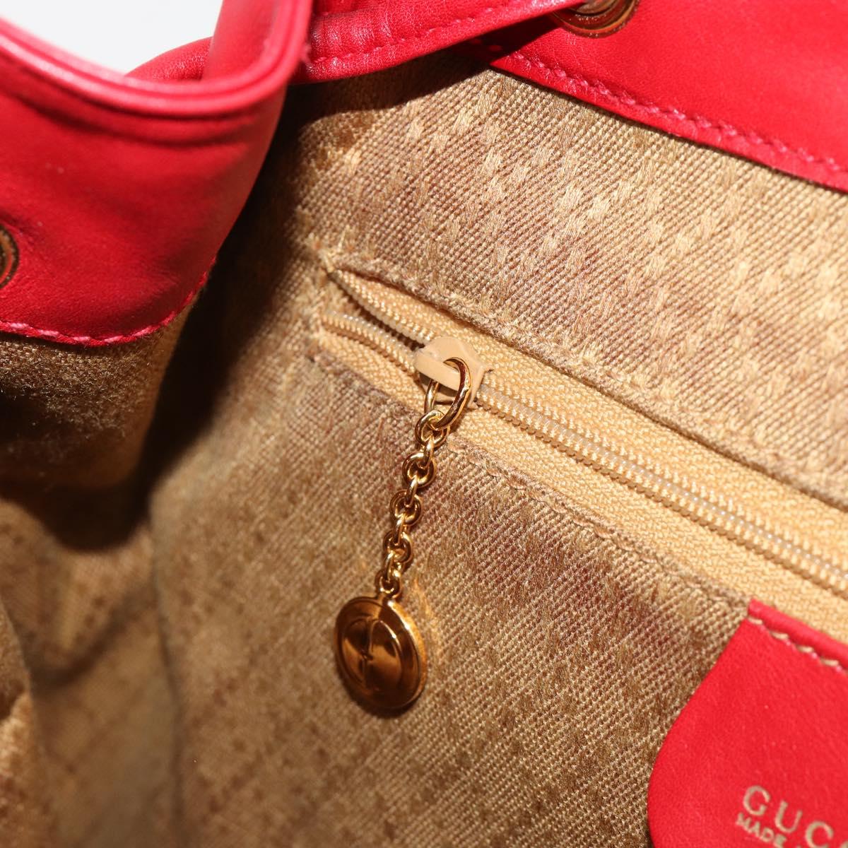 GUCCI Bamboo Backpack Leather Red Gold 003 2058 0016 Auth yk17469