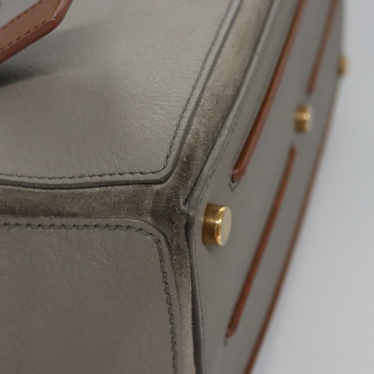 SAINT LAURENT Muse Hand Bag Leather Gray Brown Auth yk17484