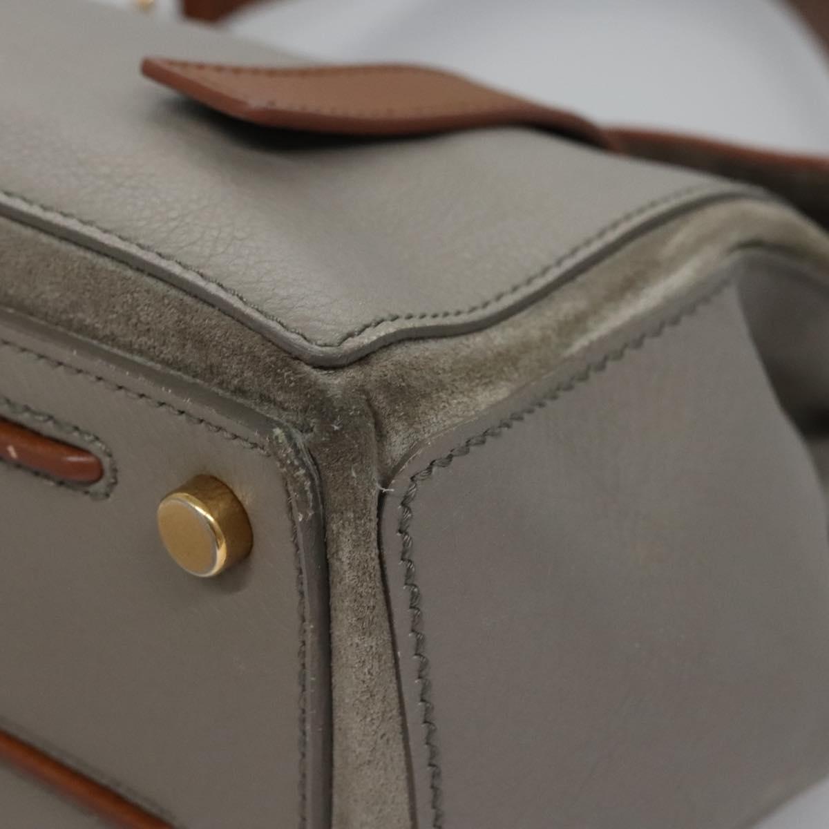 SAINT LAURENT Muse Hand Bag Leather Gray Brown Auth yk17484