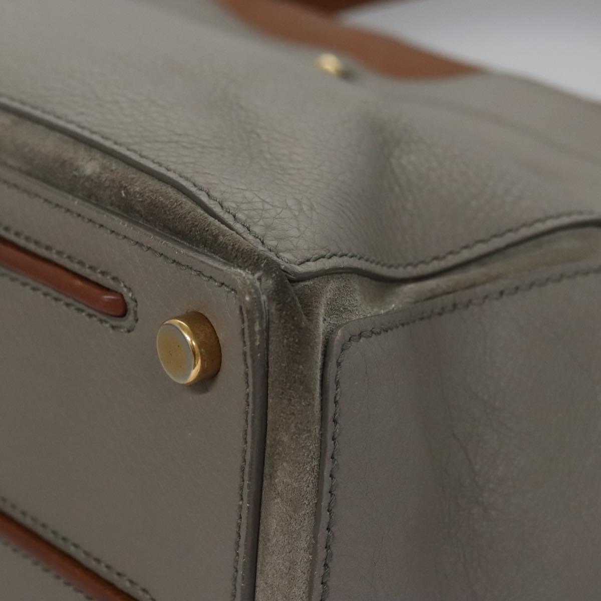 SAINT LAURENT Muse Hand Bag Leather Gray Brown Auth yk17484