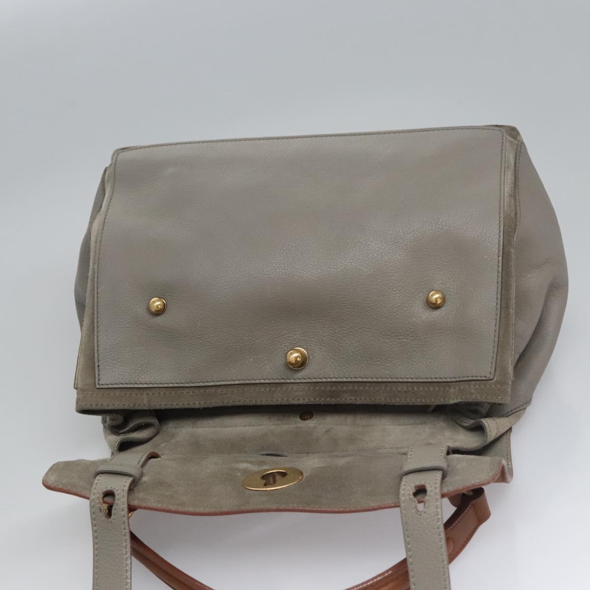 SAINT LAURENT Muse Hand Bag Leather Gray Brown Auth yk17484