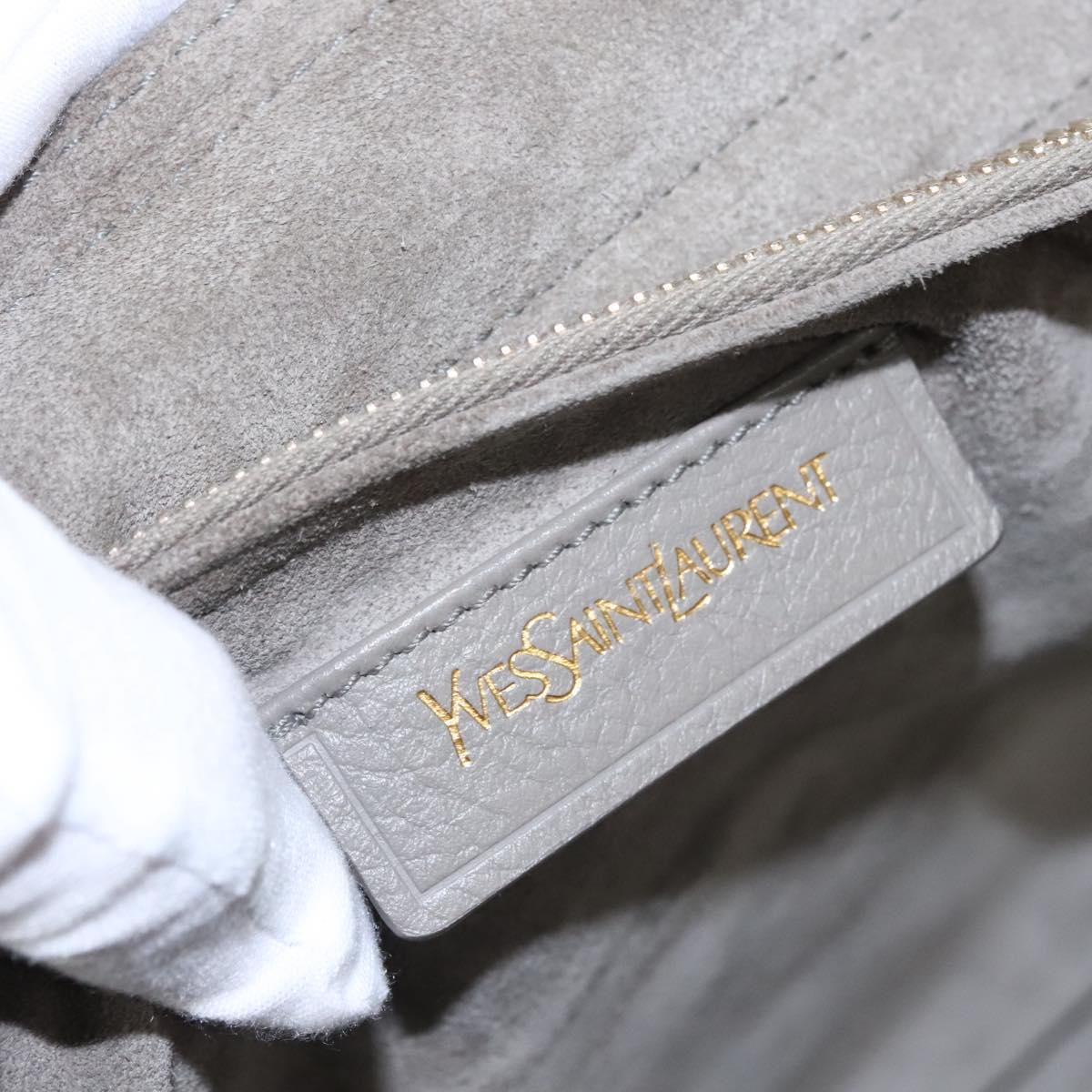 SAINT LAURENT Muse Hand Bag Leather Gray Brown Auth yk17484