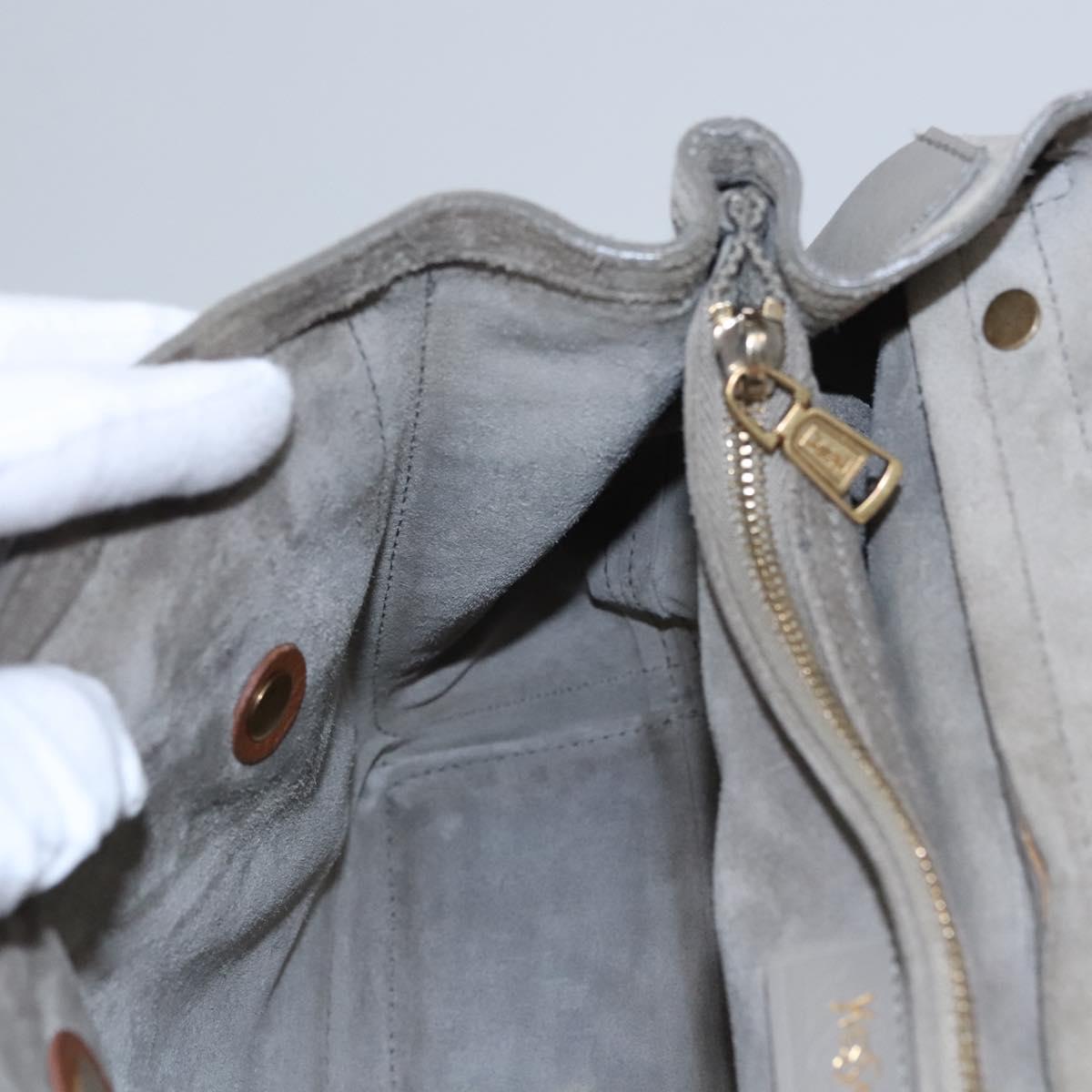 SAINT LAURENT Muse Hand Bag Leather Gray Brown Auth yk17484