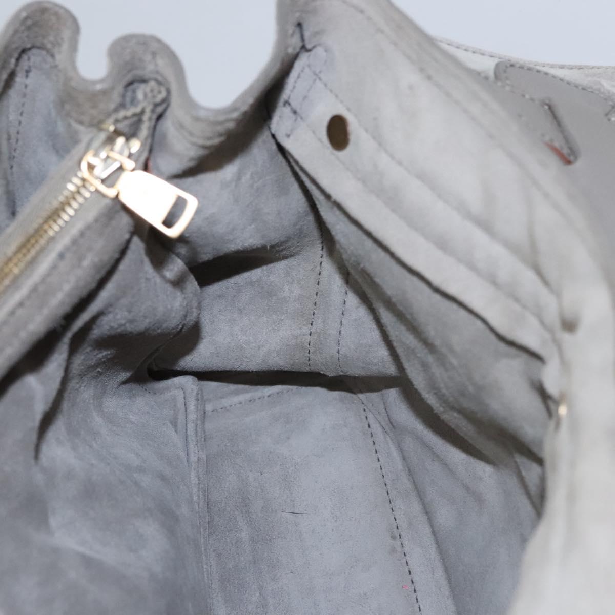 SAINT LAURENT Muse Hand Bag Leather Gray Brown Auth yk17484