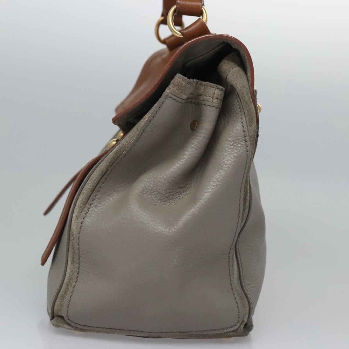 SAINT LAURENT Muse Hand Bag Leather Gray Brown Auth yk17484