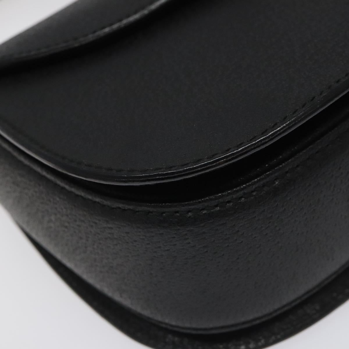GUCCI Bamboo Hand Bag Leather Black Gold 000 2113 0188 Auth yk17496A