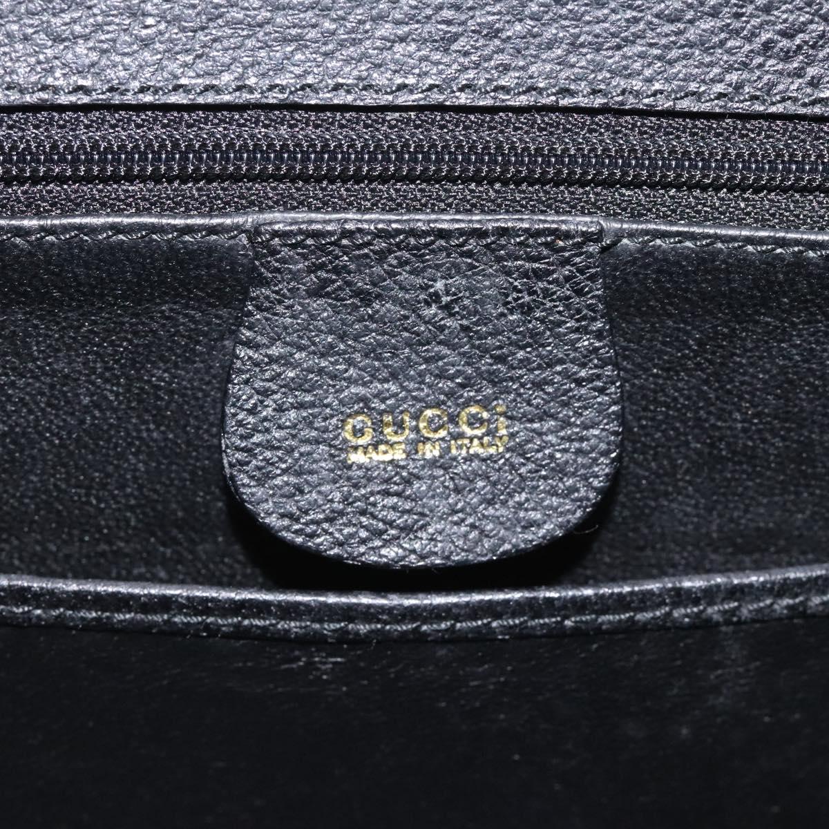 GUCCI Bamboo Hand Bag Leather Black Gold 000 2113 0188 Auth yk17496A