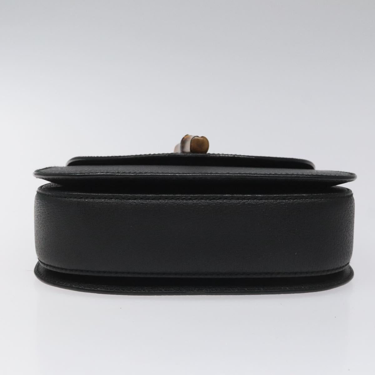 GUCCI Bamboo Hand Bag Leather Black Gold 000 2113 0188 Auth yk17496A