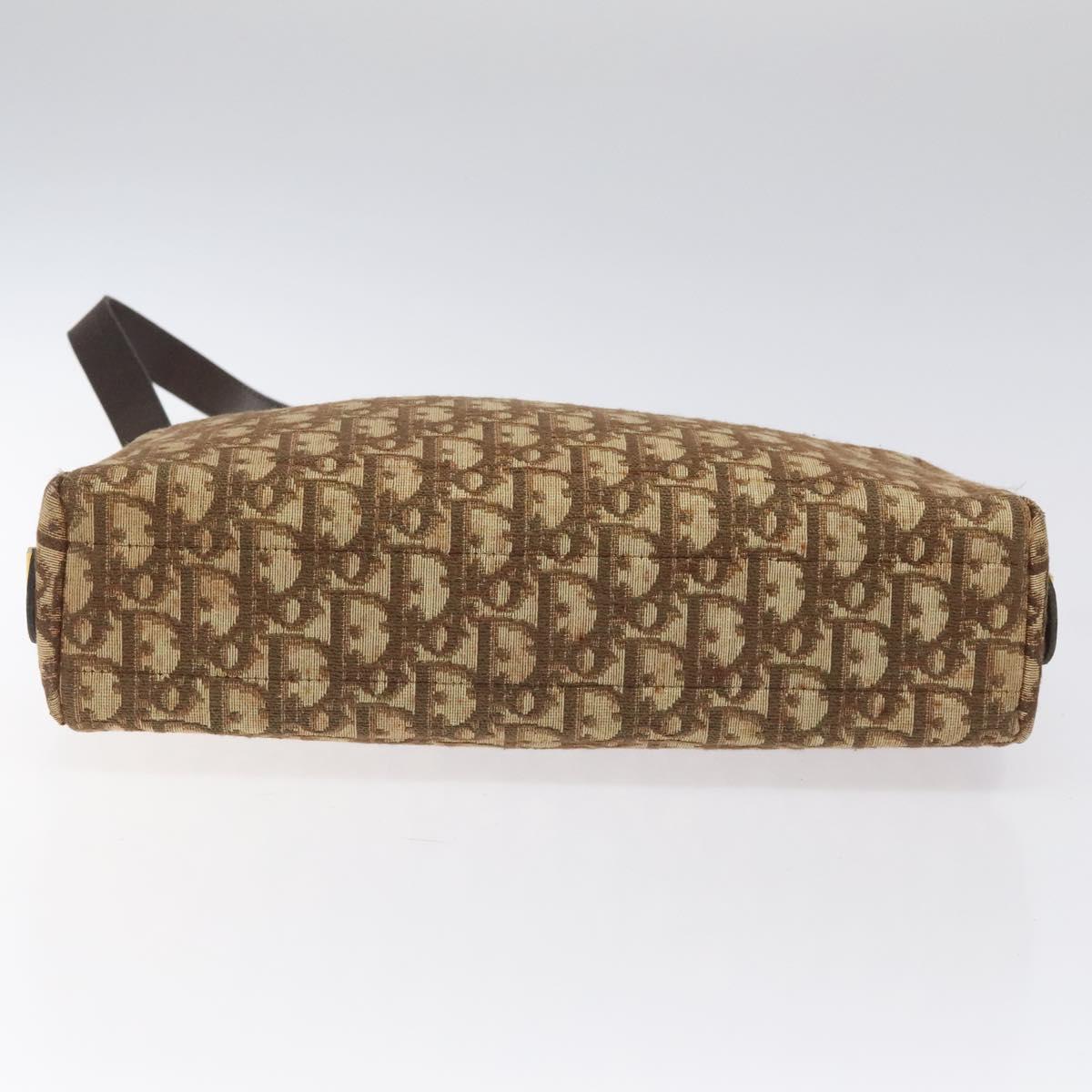 Christian Dior Trotter Canvas Shoulder Bag Brown Gold Auth yk17509