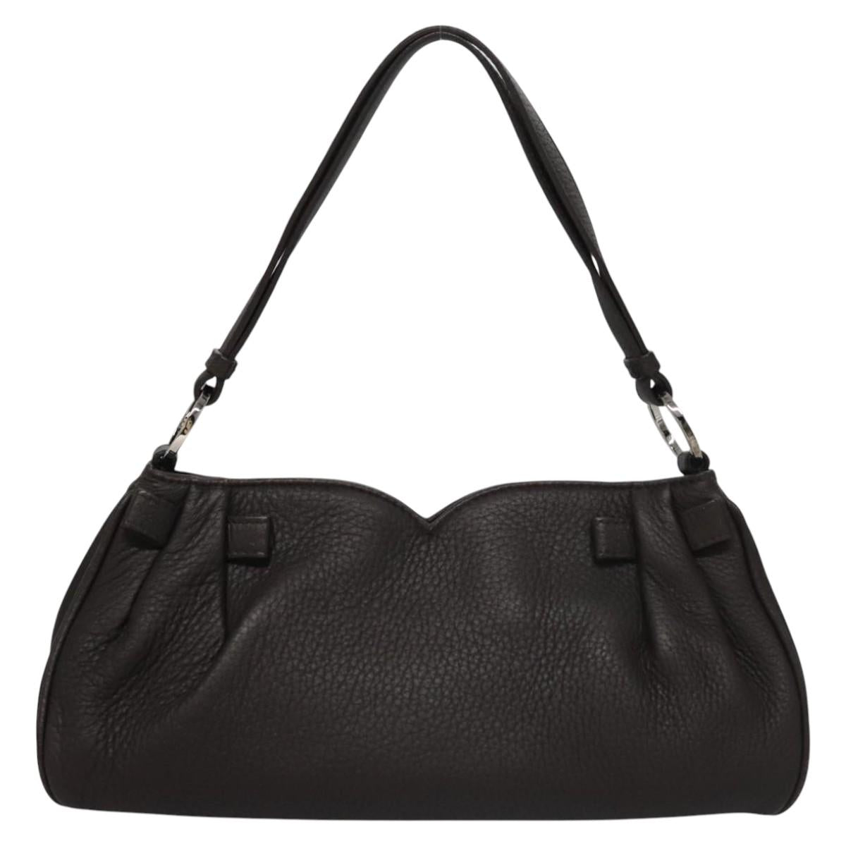 BVLGARI Hand Bag Leather Brown Auth yk17514