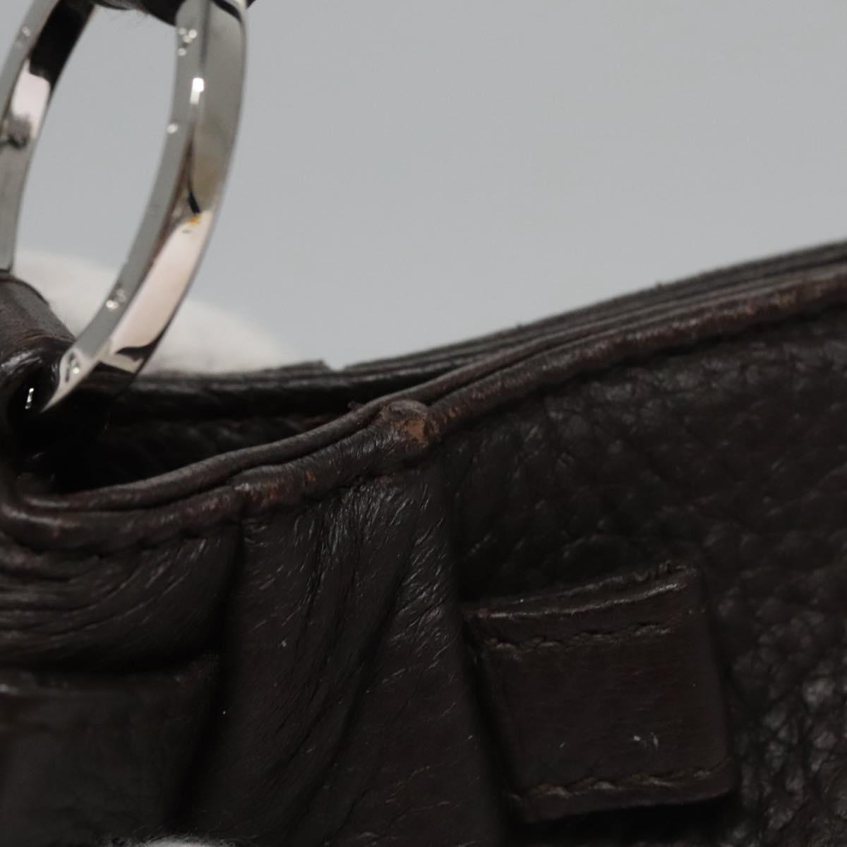 BVLGARI Hand Bag Leather Brown Auth yk17514