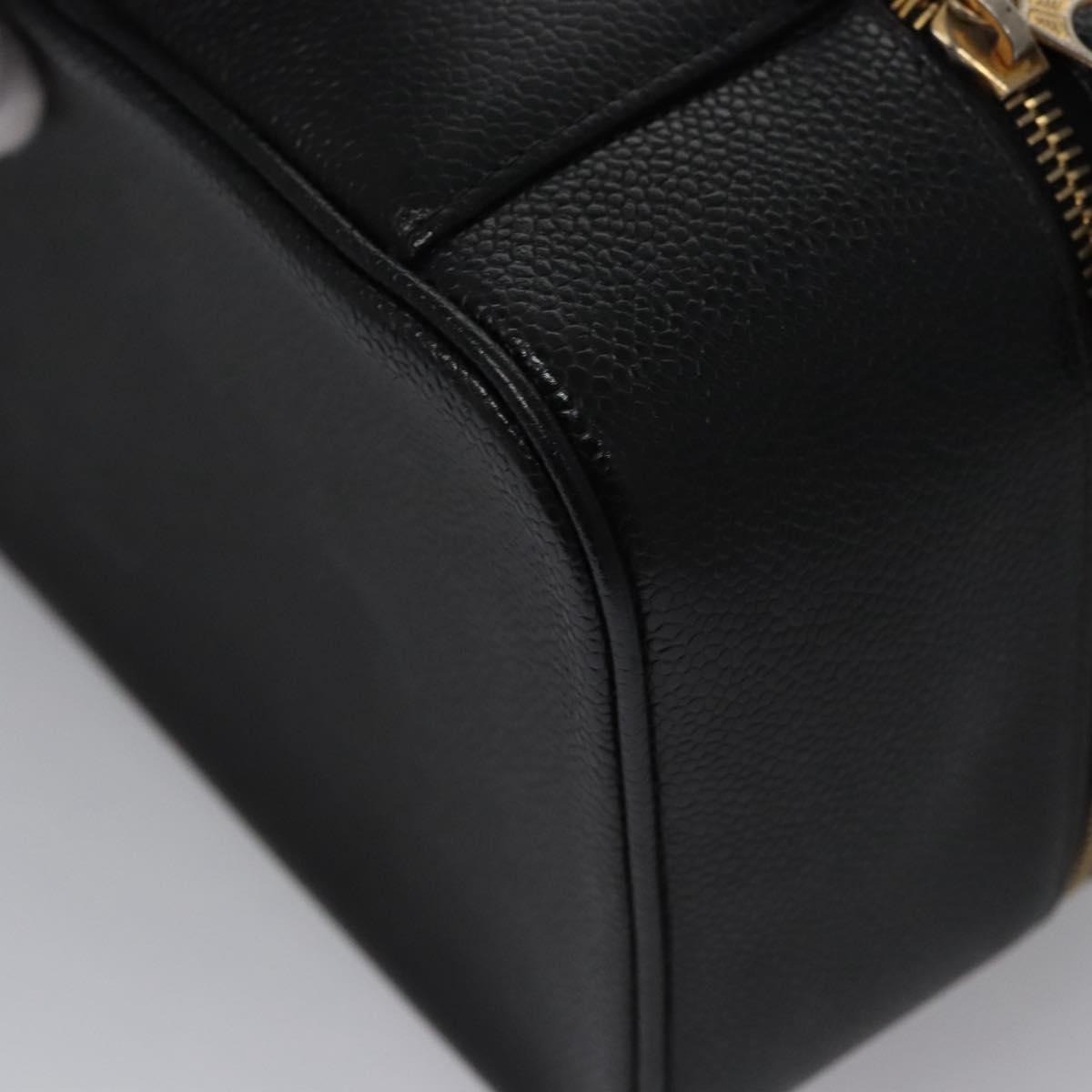CHANEL COCO Mark Vanity Pouch Caviar Skin Black Gold CC Auth yk17517