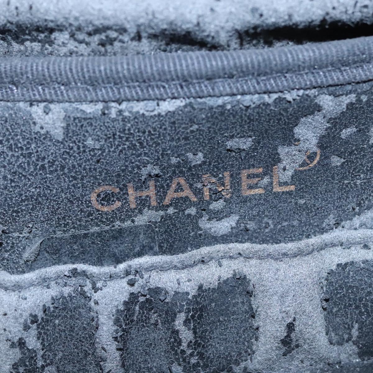 CHANEL COCO Mark Vanity Pouch Caviar Skin Black Gold CC Auth yk17517
