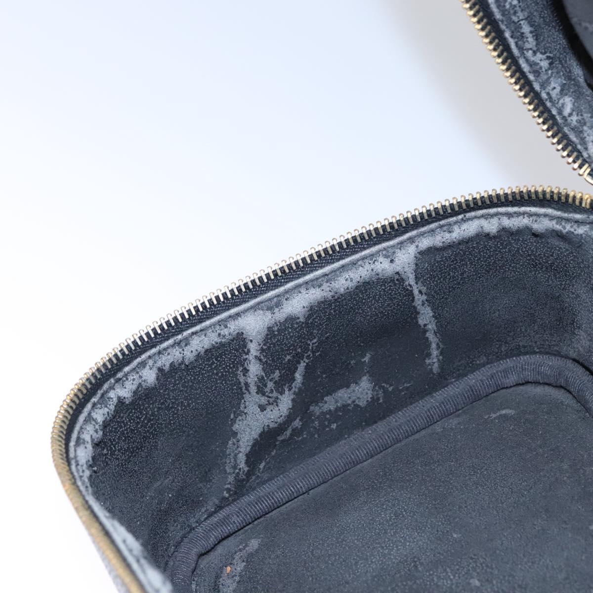 CHANEL COCO Mark Vanity Pouch Caviar Skin Black Gold CC Auth yk17517